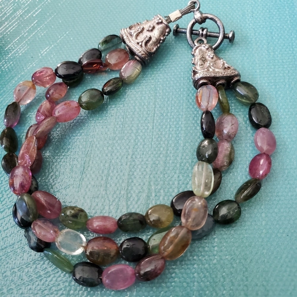 Tourmaline Necklace w/ Glass Cabochon & Bracket - Picture 11 of 16